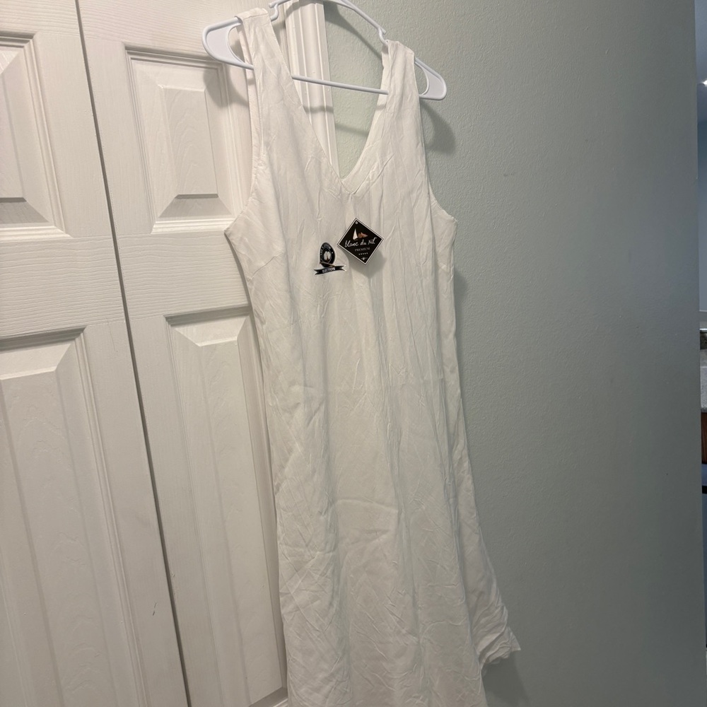NWT Blanc du Nil white sleeveless  100% cotton midi dress